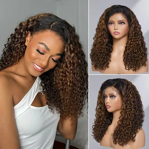 Ombre Brown Deep Wave Human Hair Wig