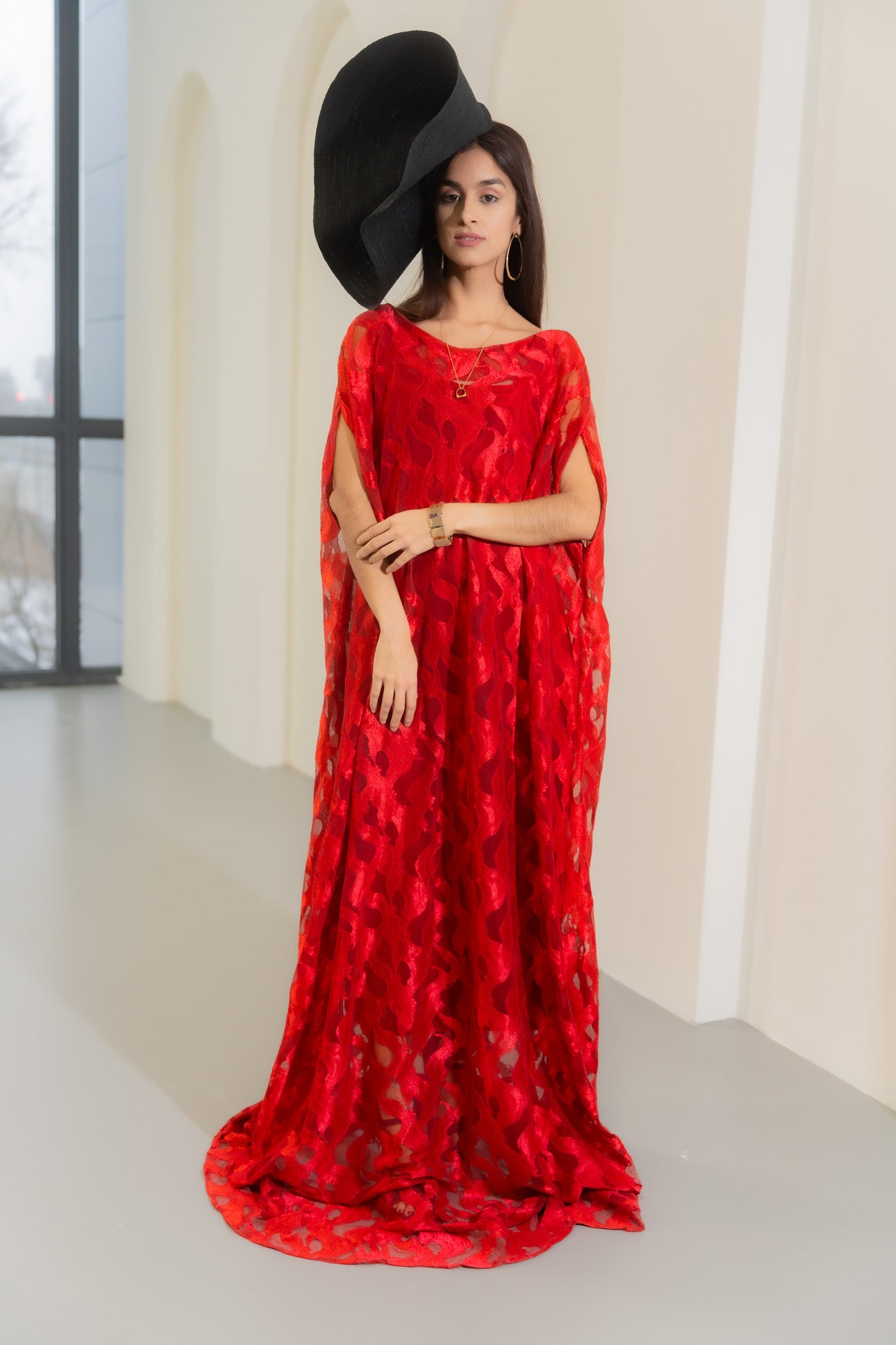 Scarlet Lace Kaftan