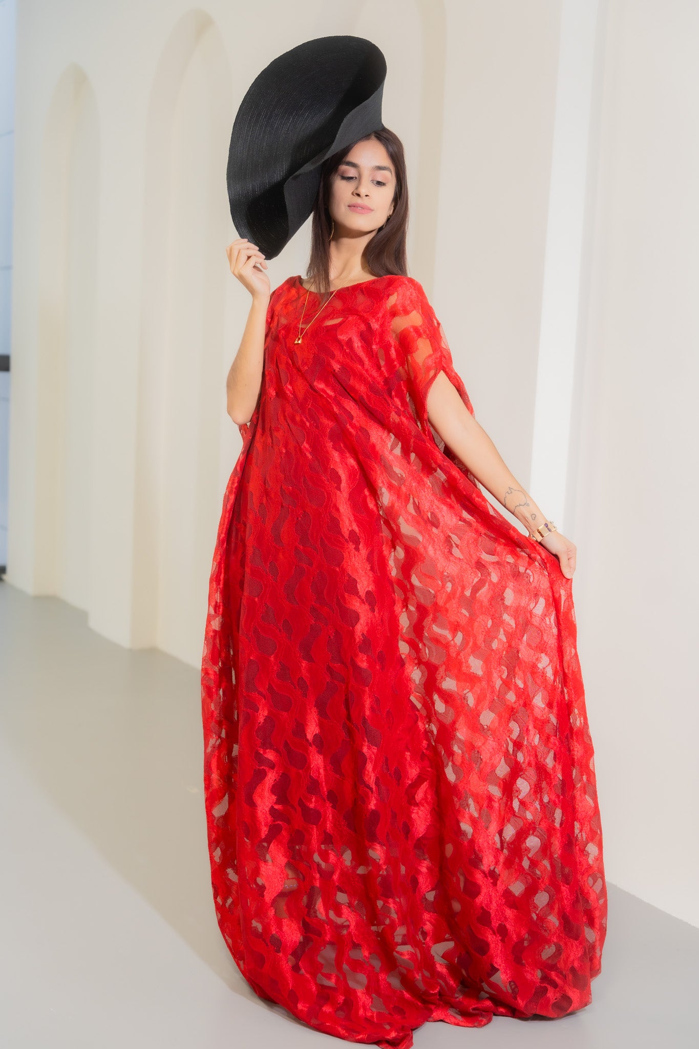 Scarlet Lace Kaftan