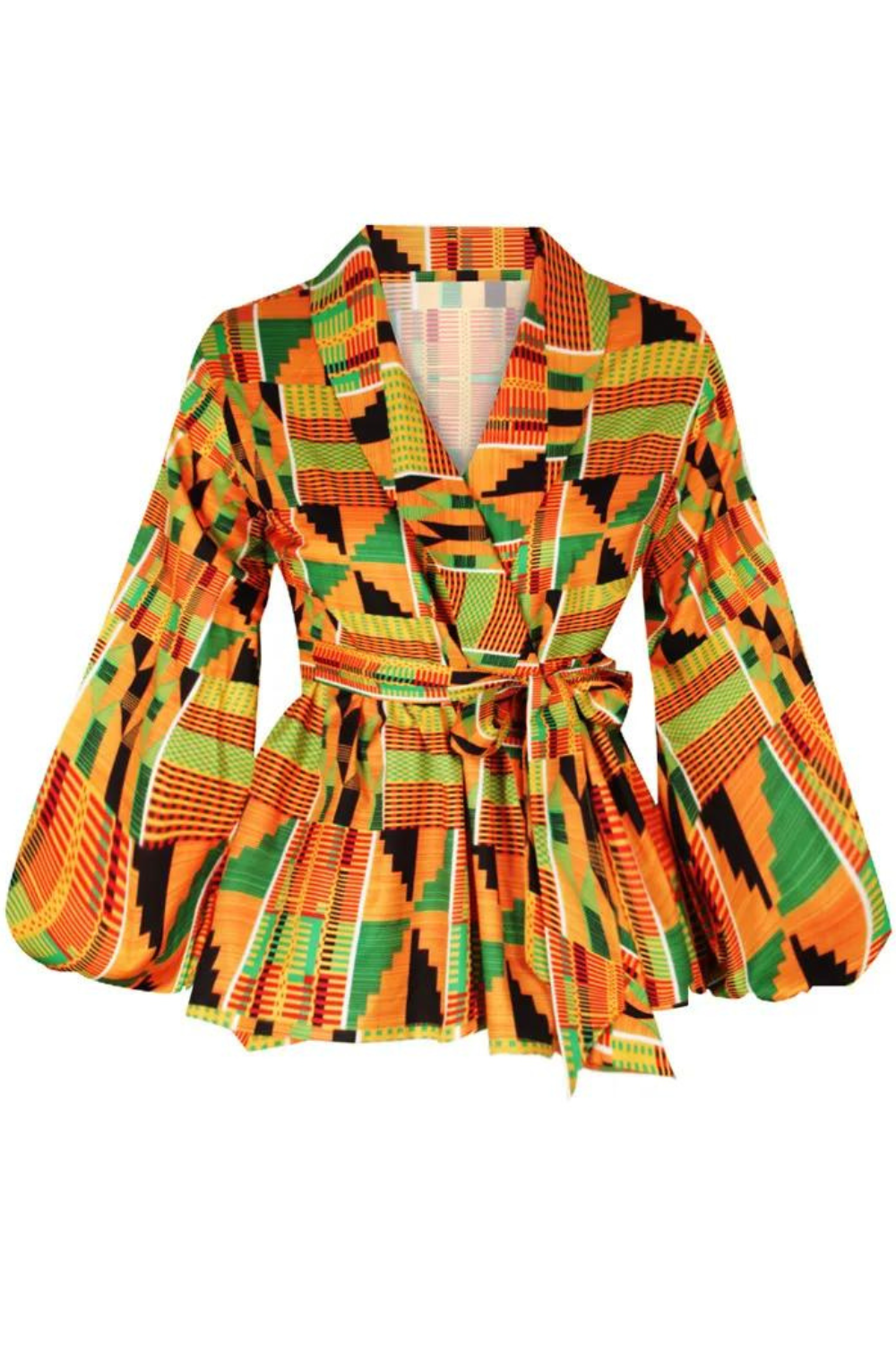 African Print Dashiki and Kente V-Neck Blouse