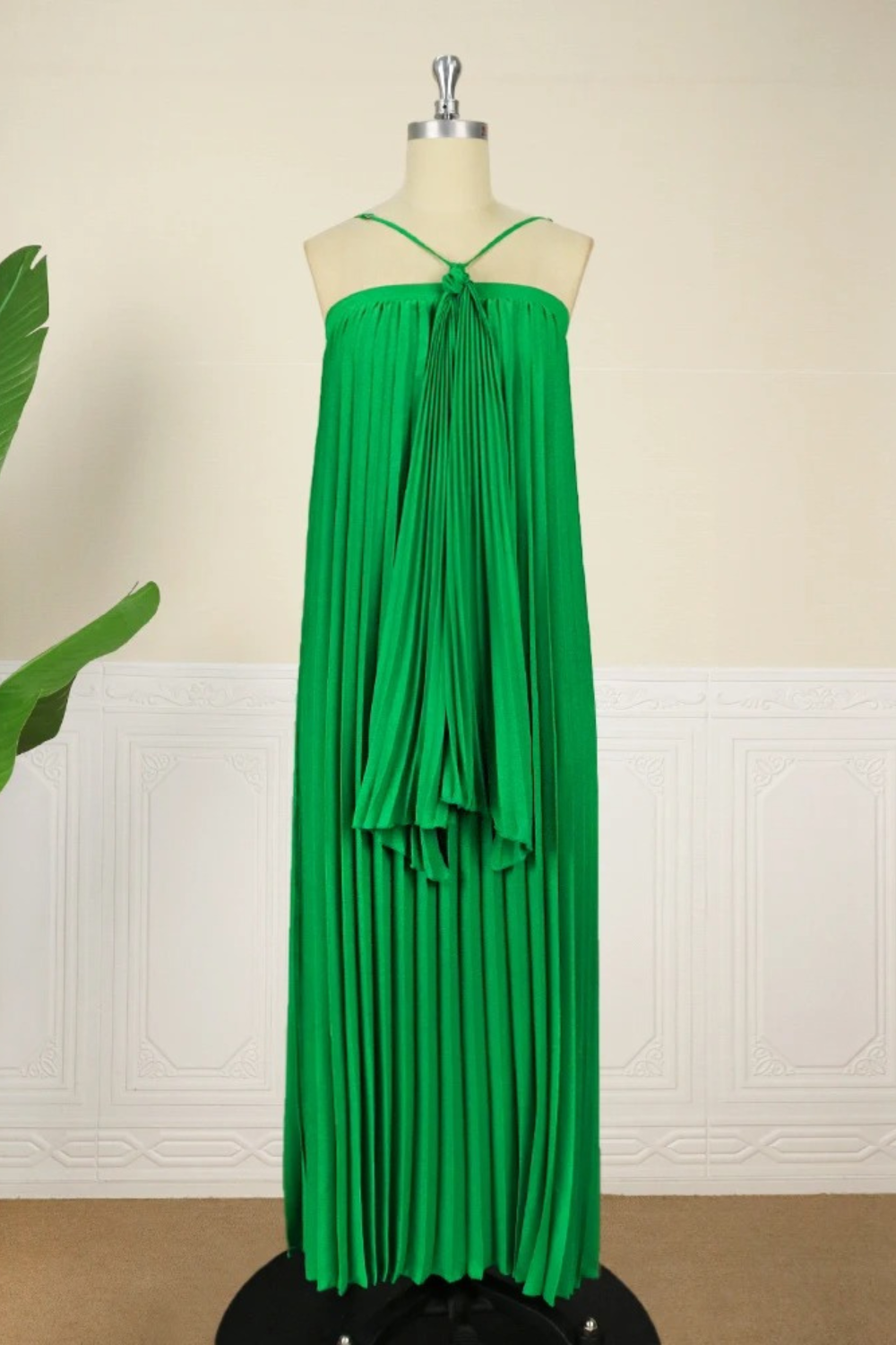 Pleated Spaghetti Strap Maxi Dress