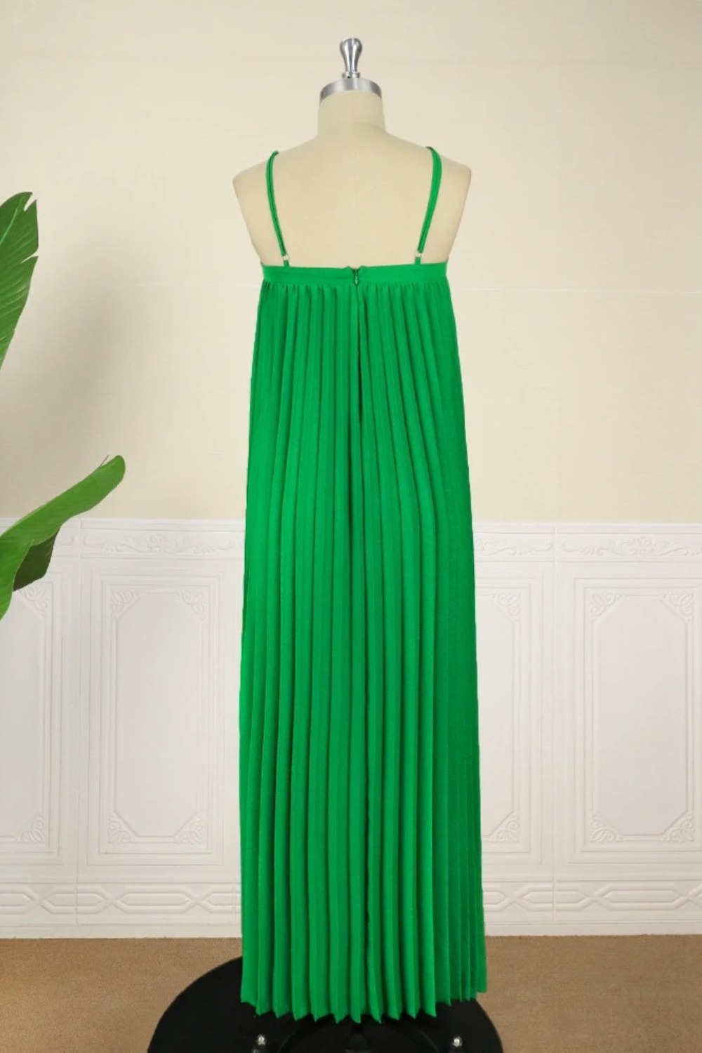 Pleated Spaghetti Strap Maxi Dress