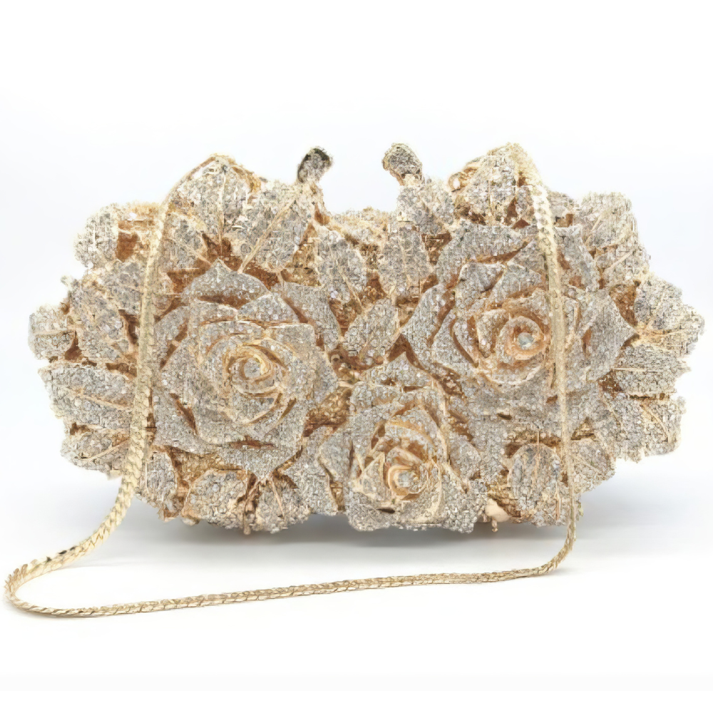 Rose Flower Diamond Dinner Bag