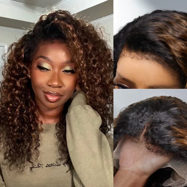 Ombre Brown Deep Wave Human Hair Wig