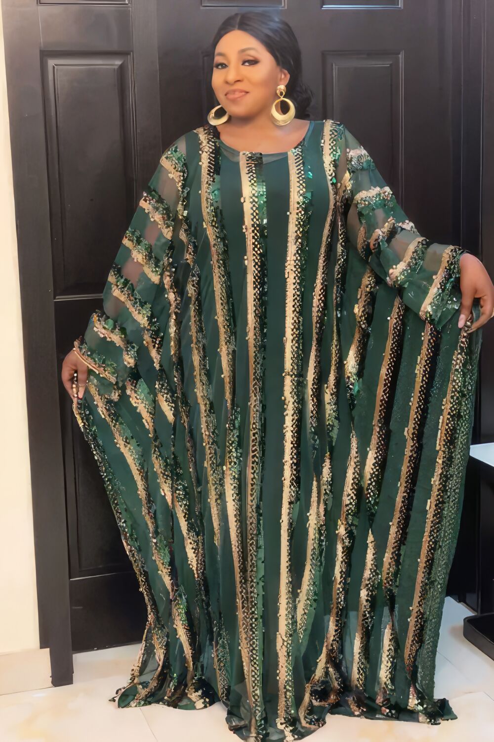 Dashiki Sequin Long Dress Set