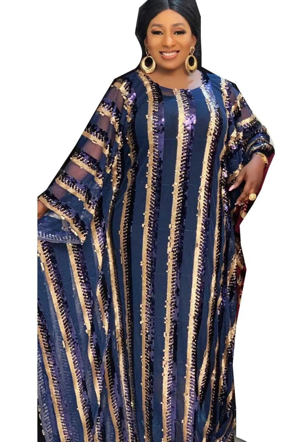 Dashiki Sequin Long Dress Set